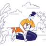 illustration for woman embracing dog