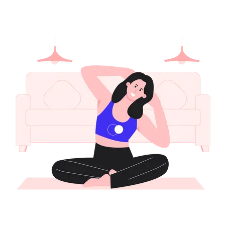 Happy woman stretching  Illustration