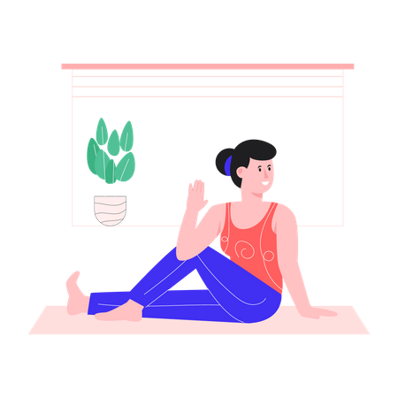 Happy woman stretching  Illustration