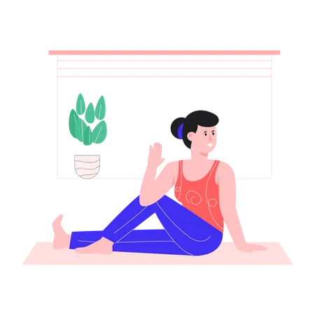 Happy woman stretching  Illustration