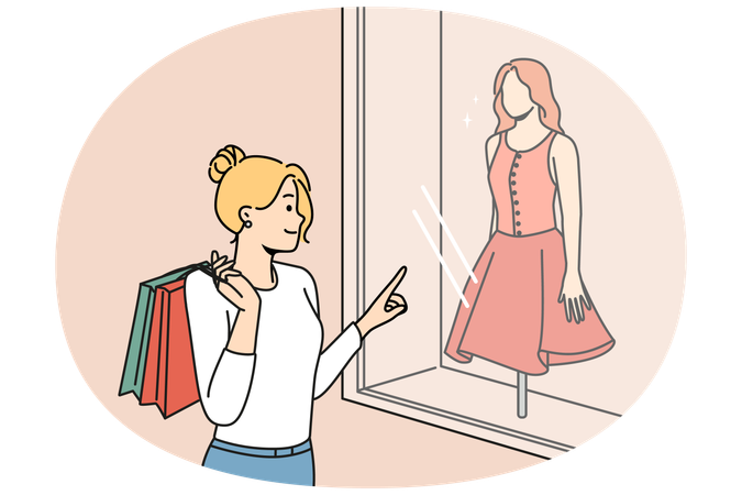 Happy woman with bags shopping  Illustration