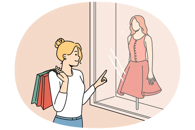 Happy woman with bags shopping  Illustration