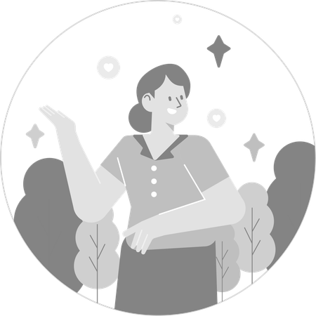 Happy Woman With Nature  Illustration