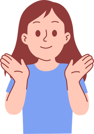 両手を挙げた幸せな女性  イラスト