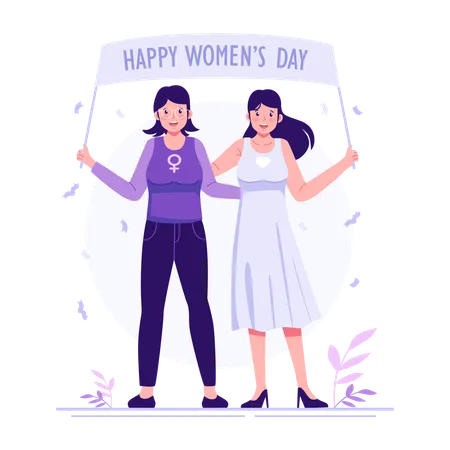 Happy Womens Day Flat Illustration Illustration