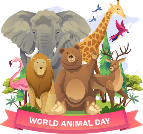 Happy World Animal Day Illustration