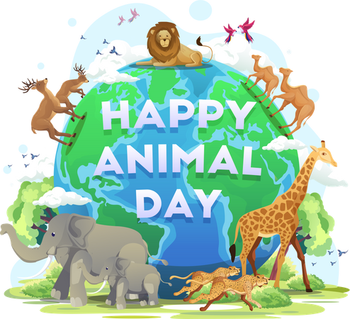 Happy World Animal Day  Illustration