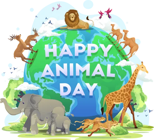 Happy World Animal Day  Illustration