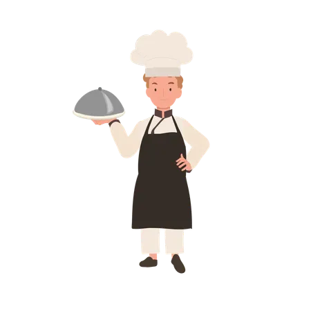 Happy Young Chef Preparing Tasty Meals  Illustration