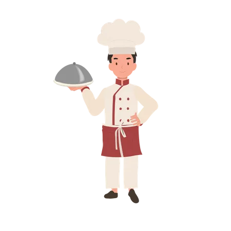 Happy young chef preparing tasty meals  Illustration