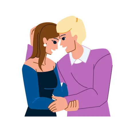 Couple Happy Vector Love Man Romantic Woman Lifestyle Young Romance Two Relationship Together Couple Happy Character People Flat Cartoon Illustration Illustration
