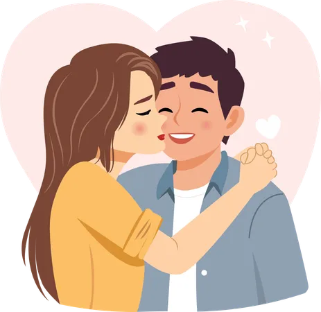 Happy young couple have healthy relationship  Illustration