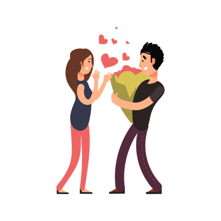 Happy young couples in love  Illustration