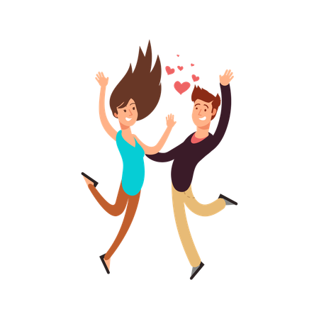 Happy young couples in love  Illustration