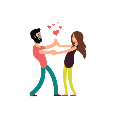 Happy young couples in love  Illustration