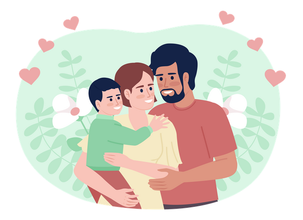 Happy young family  Illustration