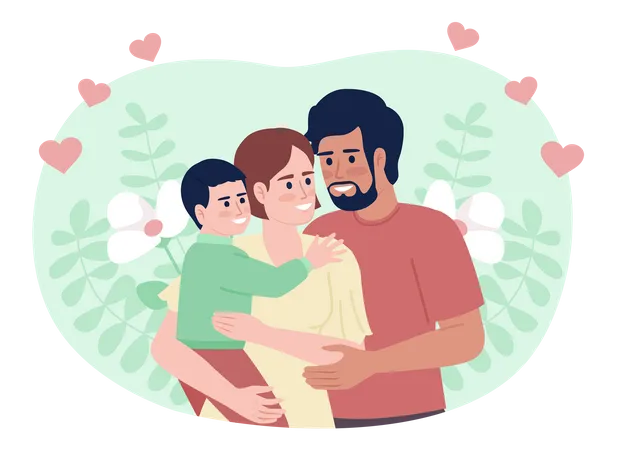 Happy Young Family Flat Concept Vector Spot Illustration Editable 2 D Cartoon Characters On White For Web Design Parents With Toddler Hugging Creative Idea For Website Mobile Magazine Illustration