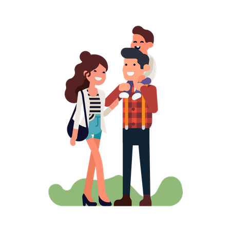 Happy young family  Illustration