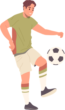 Happy young football player training  Illustration