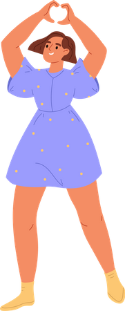 Happy young girl showing heart shape Illustration