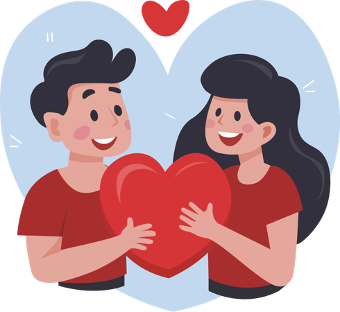 Happy young man and woman have healthy relationship  Illustration