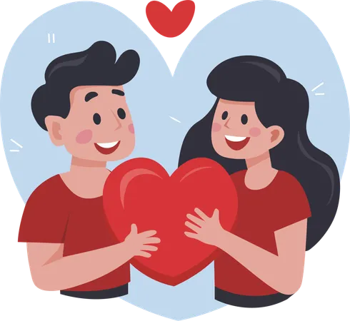 Happy young man and woman have healthy relationship  Illustration