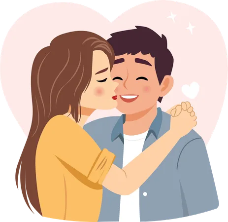 Happy Young Man And Woman Have Healthy Relationship Concept Vector Illustration Illustration