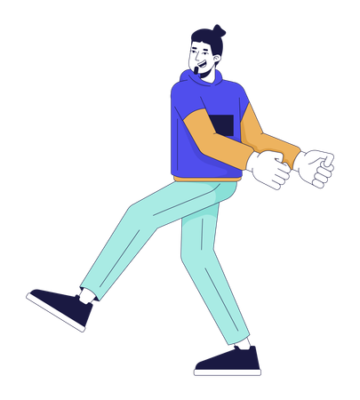Happy young man is dancing  Illustration