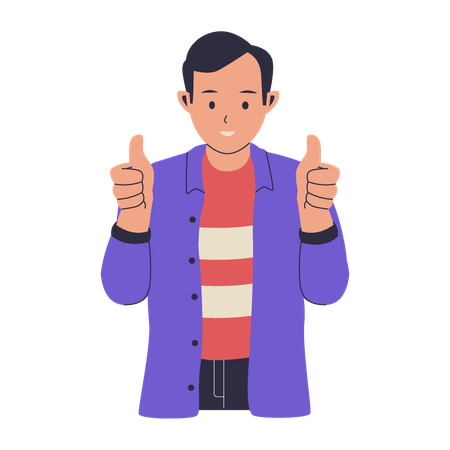 Happy young man showing thumbs up  Illustration