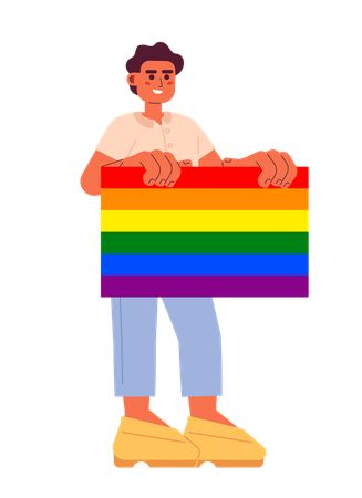 Happy young man support lgbt community  イラスト