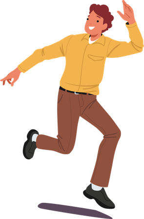 Happy young man waving hand  Illustration