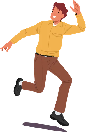 Happy young man waving hand  Illustration