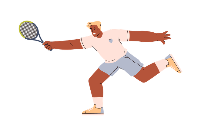 Happy young man with tennis racket  Illustration