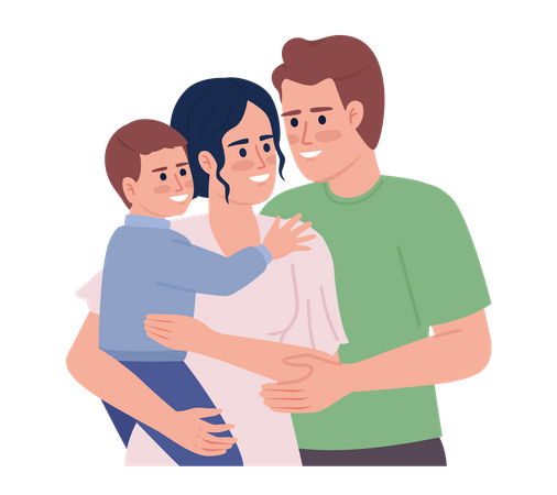 Happy young parents with small boy  Illustration