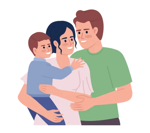 Happy young parents with small boy  Illustration