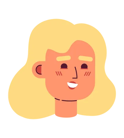 Happy Caucasian Young Woman Face Semi Flat Vector Character Head Smiling Blonde Woman Editable Cartoon Avatar Icon Face Emotion Colorful Spot Illustration For Web Graphic Design Animation Illustration
