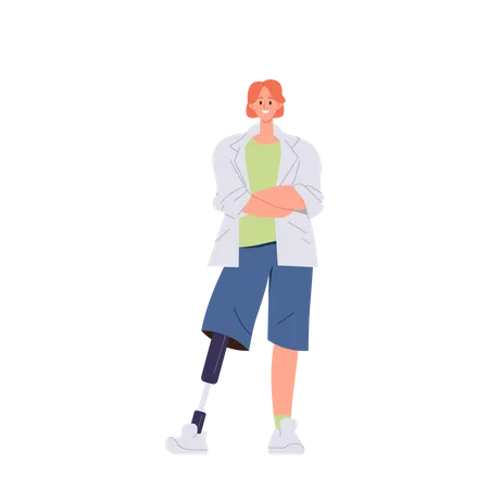 Happy young woman having functional bionic leg Illustration
