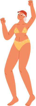 Happy young woman in bikini  Illustration