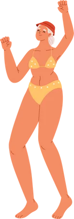 Happy young woman in bikini  Illustration
