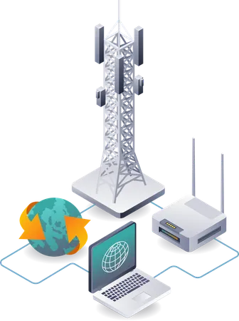 Hardware Network in Information Technology Systems  Illustration