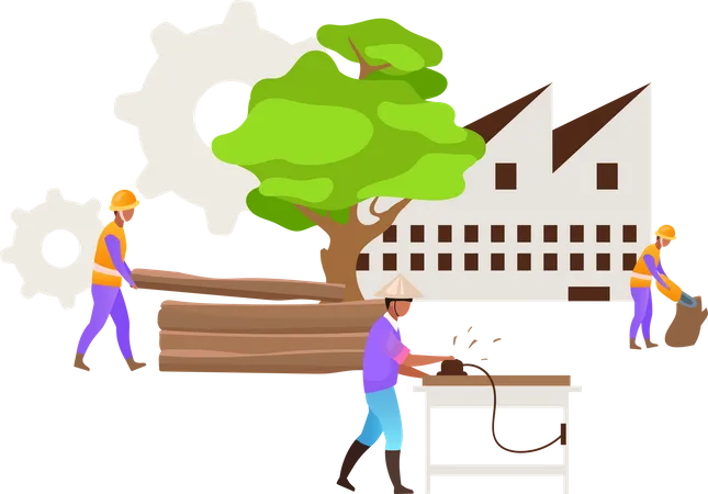 Hardwood timber production  Illustration