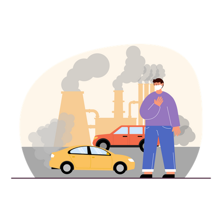 Harmful gases released from factory Illustration