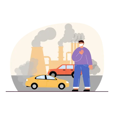Harmful gases released from factory Illustration