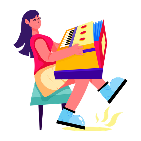 Harmonium Player  Illustration