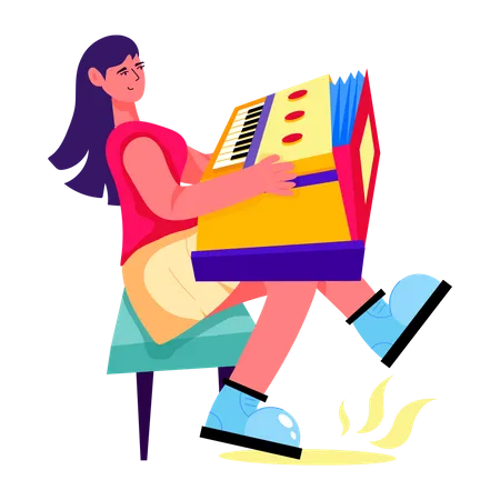 Harmonium Player  Illustration