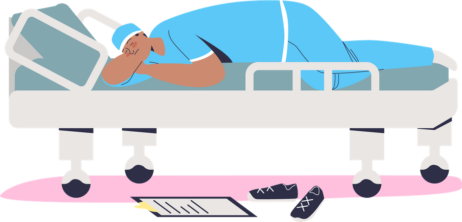 Harter Arbeitstag in der Klinik  Illustration