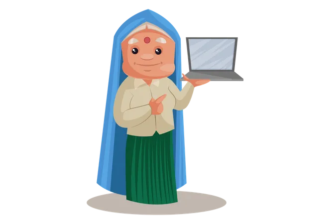 Haryanvi femme tenant un ordinateur portable  Illustration