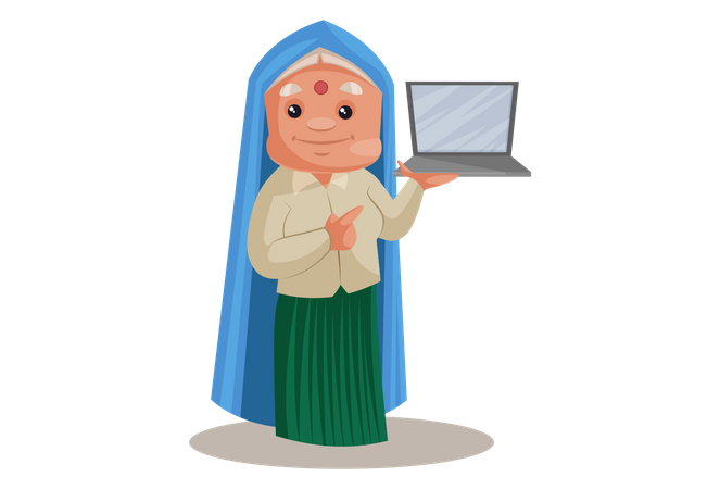 Haryanvi-Frau mit Laptop  Illustration