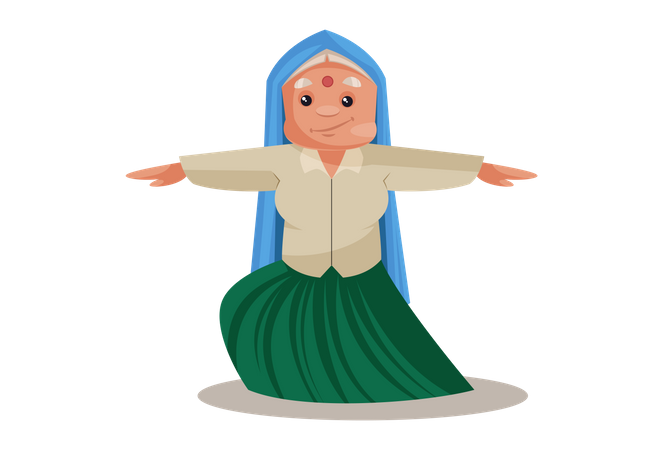 Haryanvi Woman doing Exercise  Illustration