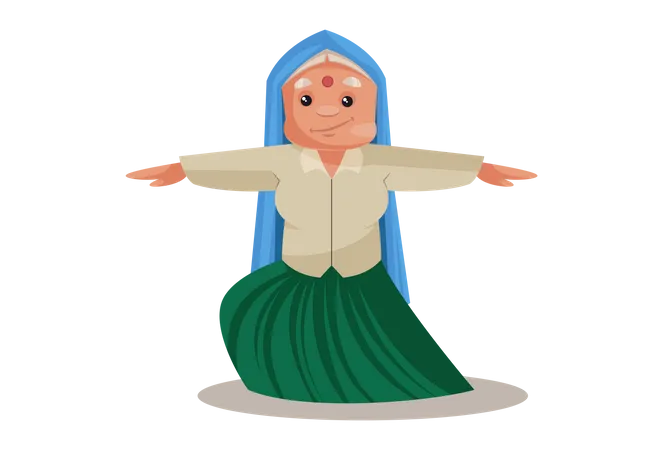 Haryanvi Woman doing Exercise  Illustration